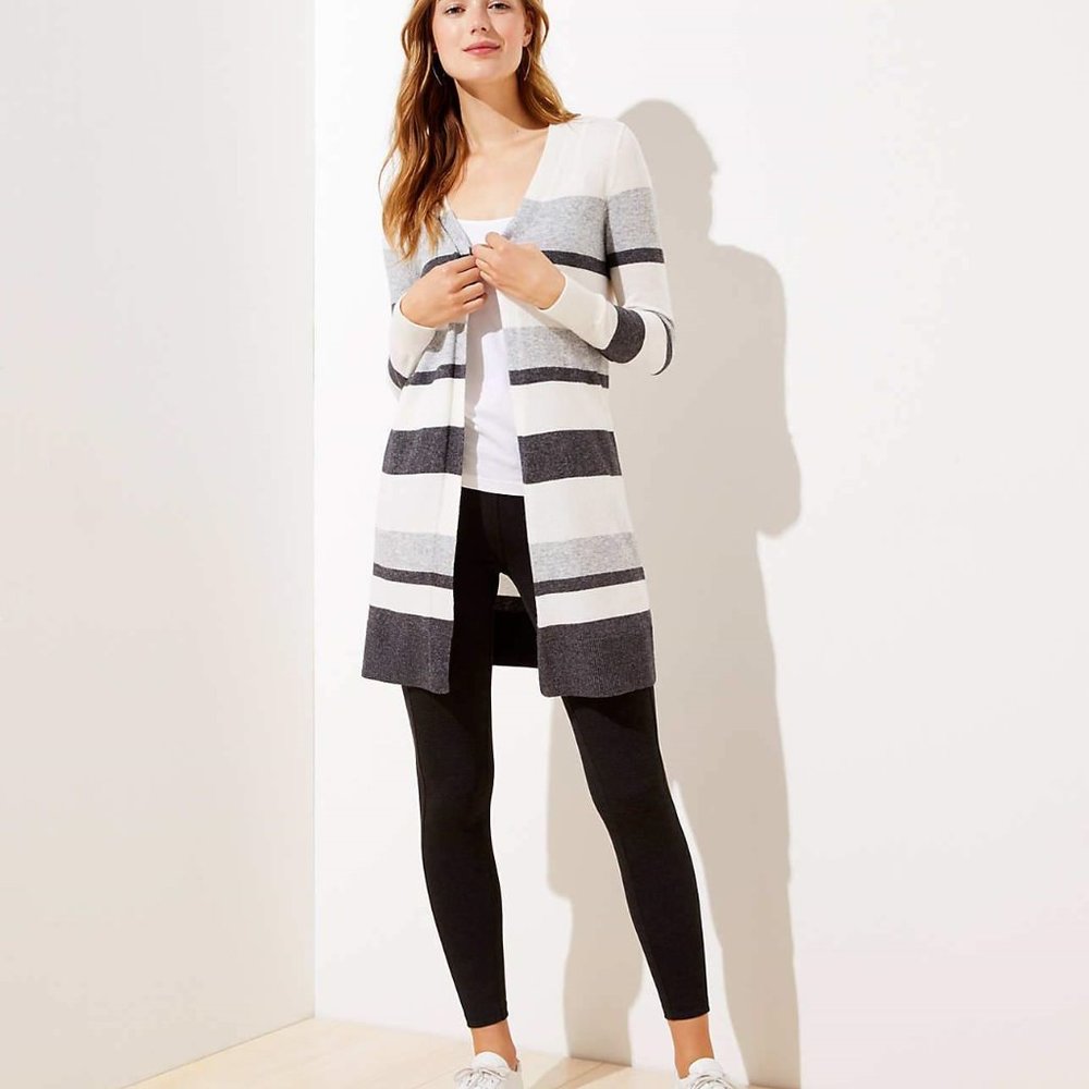 LOFT Women's‎ NWT Striped Open Cardigan